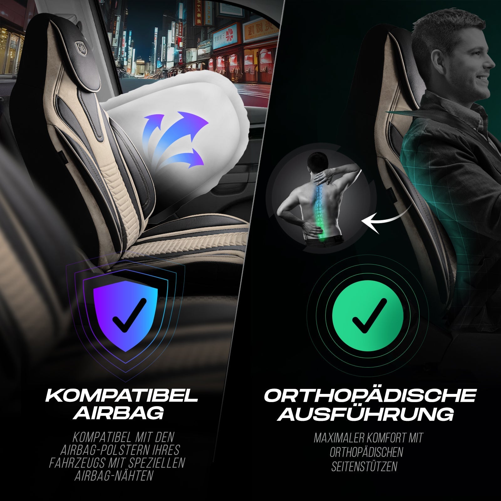 Tokyo Autositzbezüge für Fiat Tipo, Velours & Leder