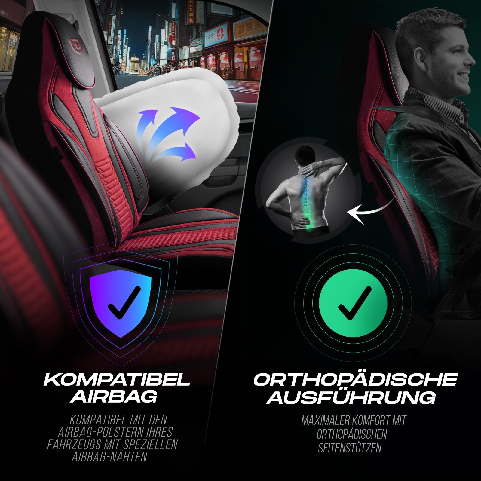 Tokyo Autositzbezüge für Nissan Navara, Velours & Leder