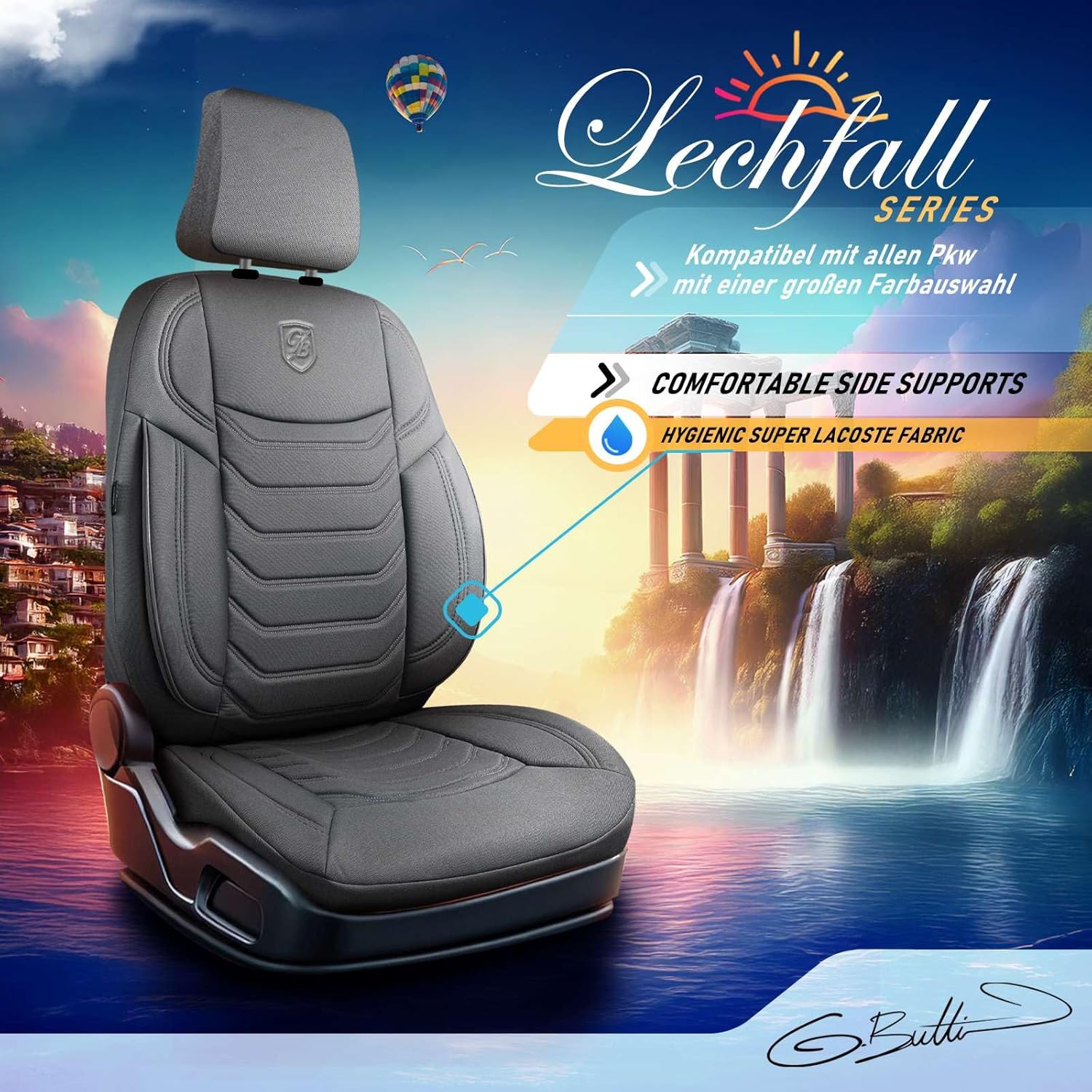 Lechfall Autositzbezüge für Seat Exeo, Lacoste-Stoff