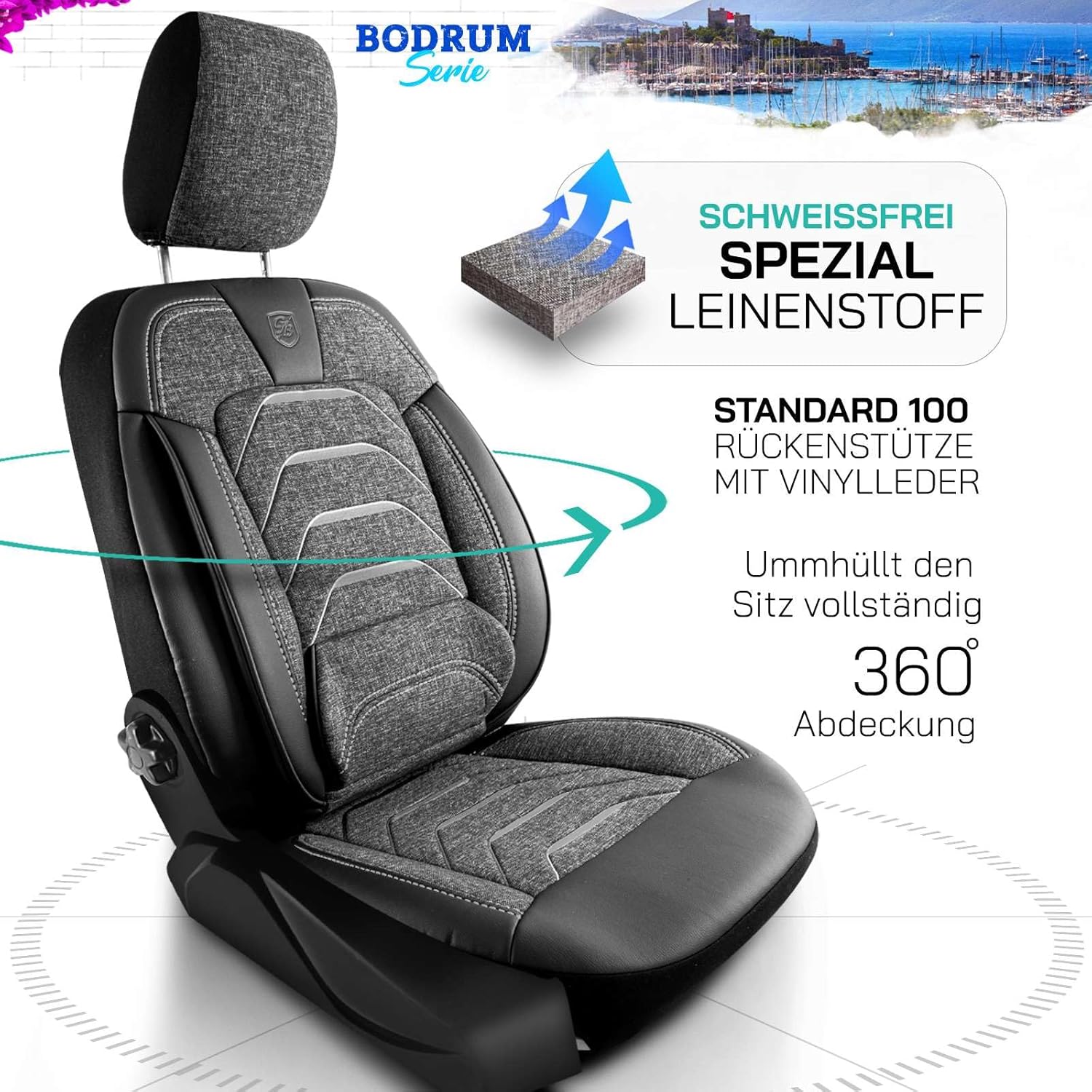 Bodrum Autositzbezüge für Mitsubishi ASX, Leinen