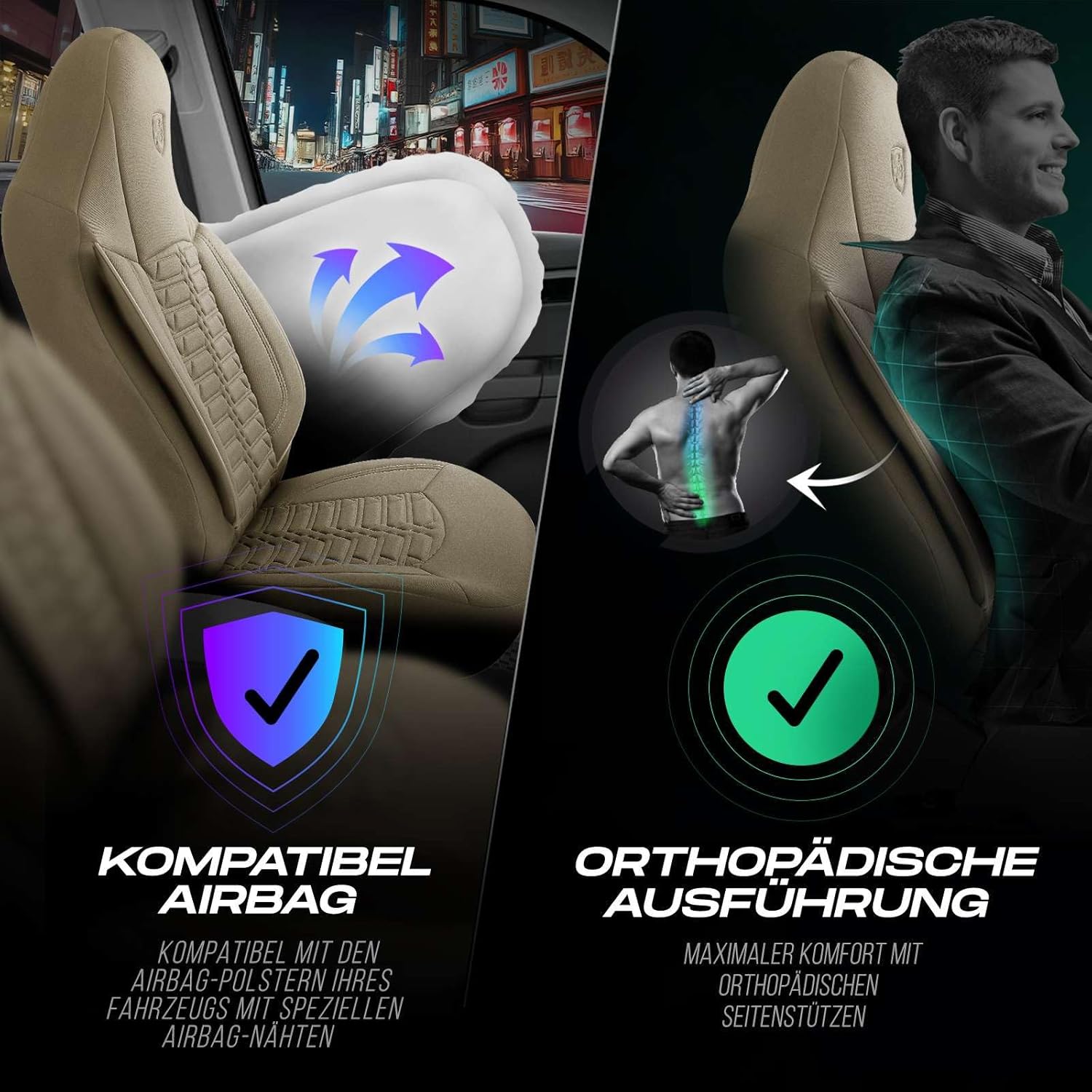 Polygon Autositzbezüge für Skoda Yeti, Lacoste-Stoff