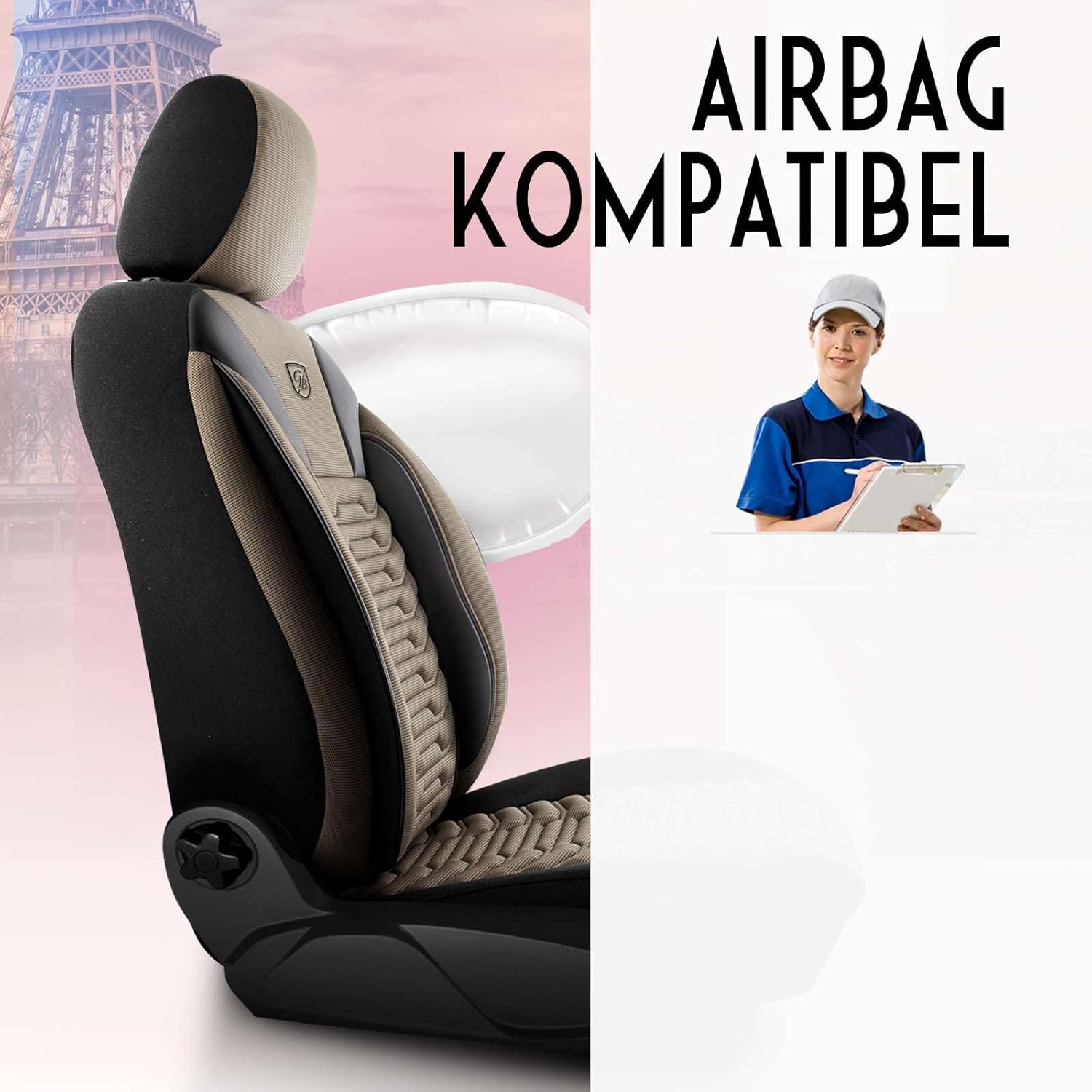 Paris Autositzbezüge für Audi A3, Piqué-Stoff