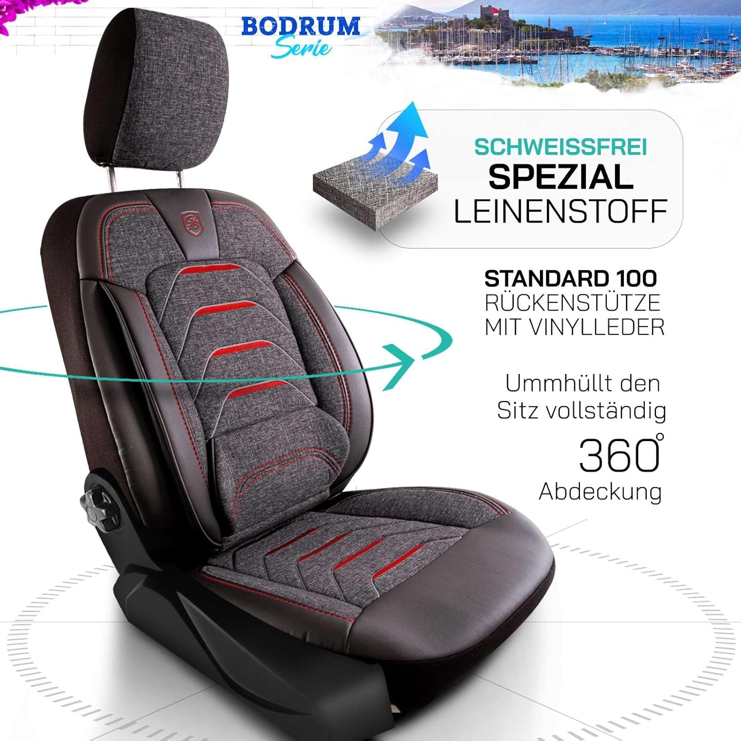 Bodrum Autositzbezüge für Audi A2, Leinen