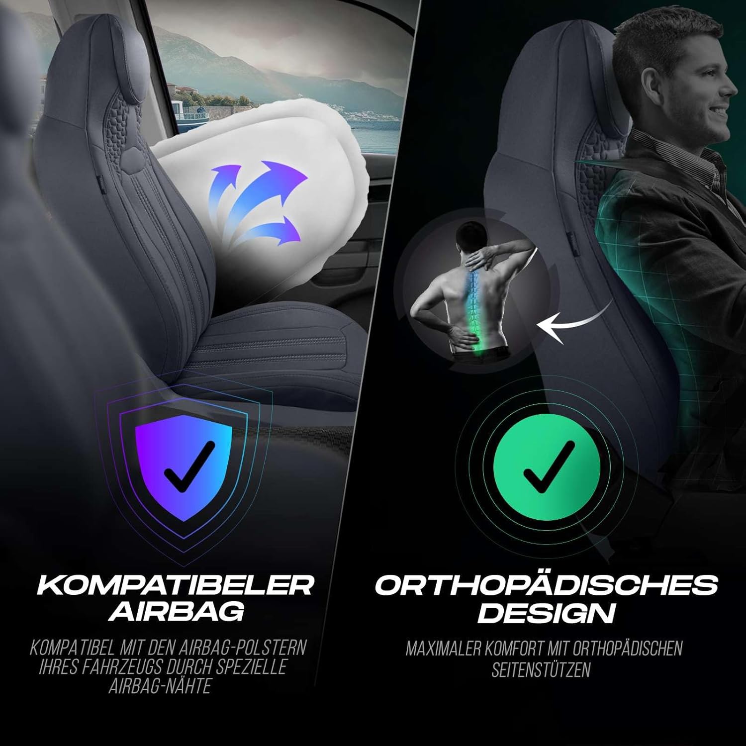 Hunter Autositzbezüge für Audi Q2, Lacoste-Stoff