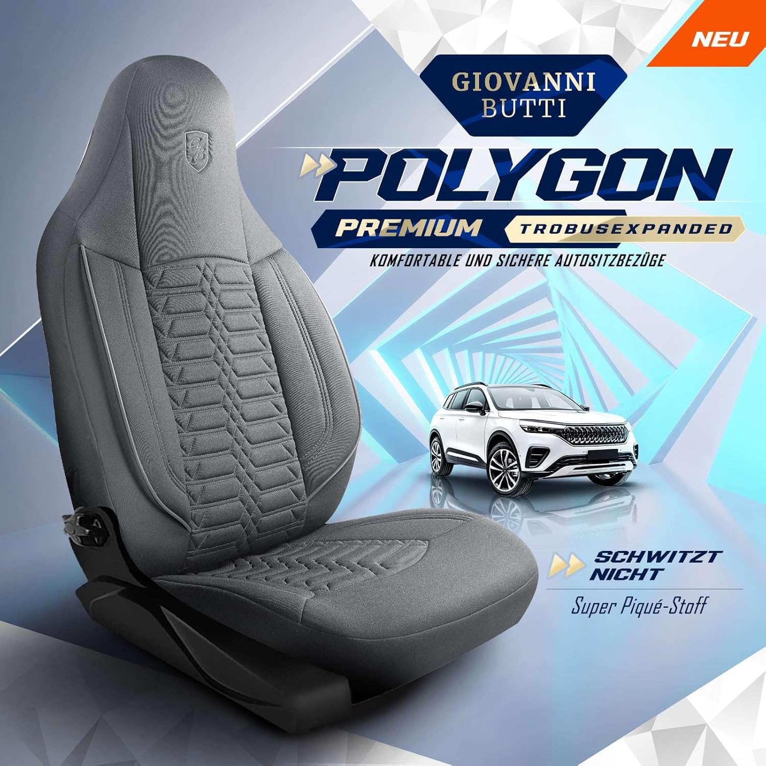 Polygon Autositzbezüge für Hyundai Kona, Lacoste-Stoff