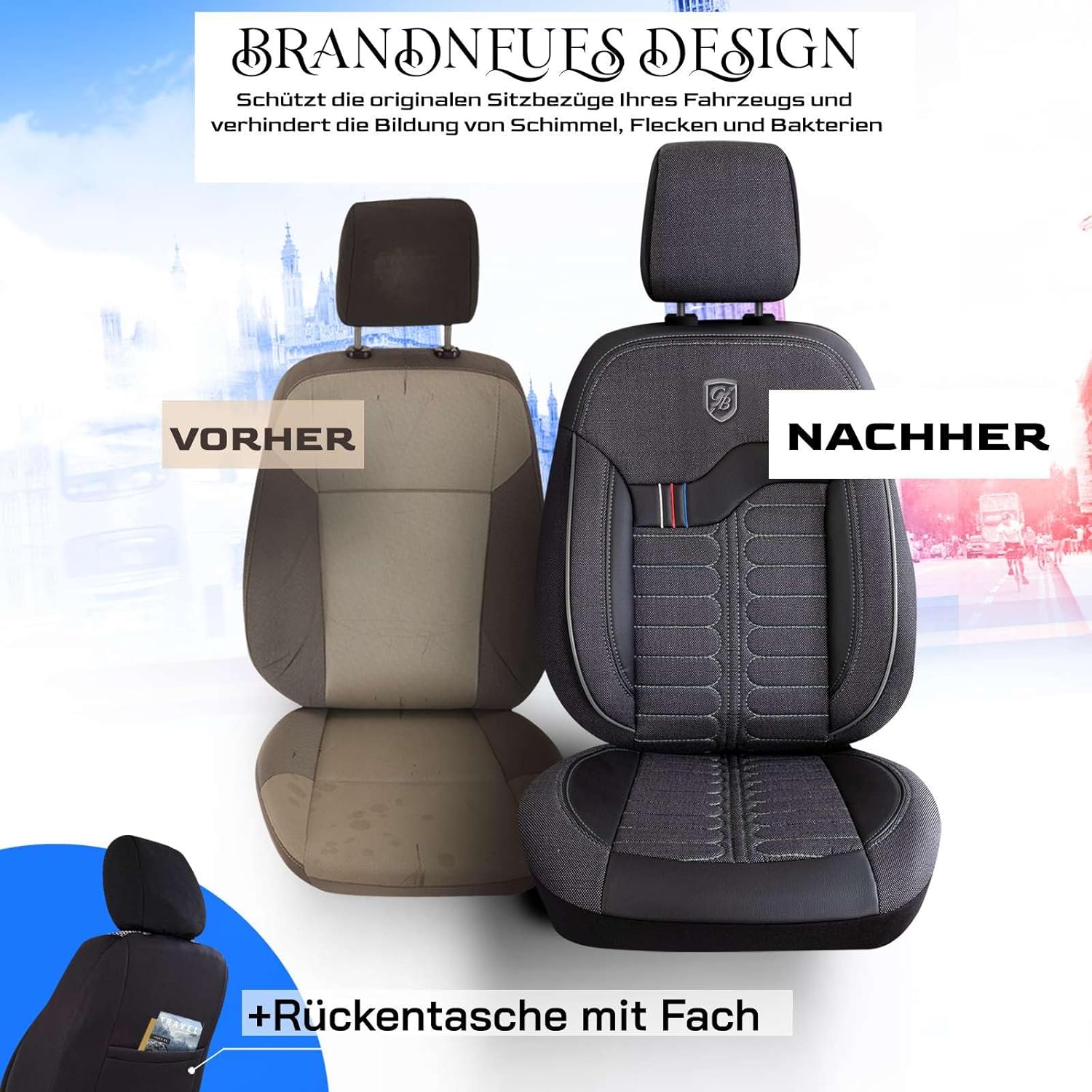 Londra Autositzbezüge für Audi Q2, Jacquard Sitzauflage
