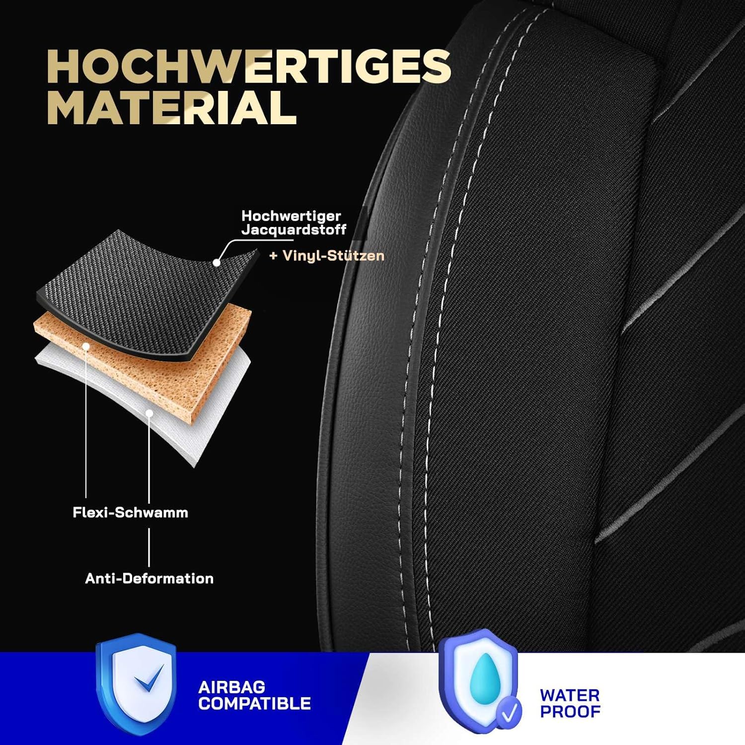 Autositzbezüge Universal 1+1 für FIAT Ducato (2014-2026), Leinen