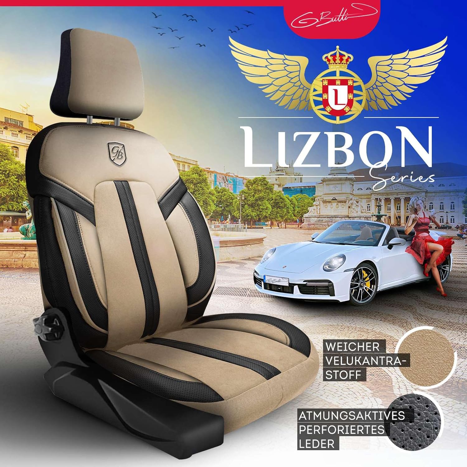 Lizbon Autositzbezüge für Mitsubishi Galloper, Alcantara