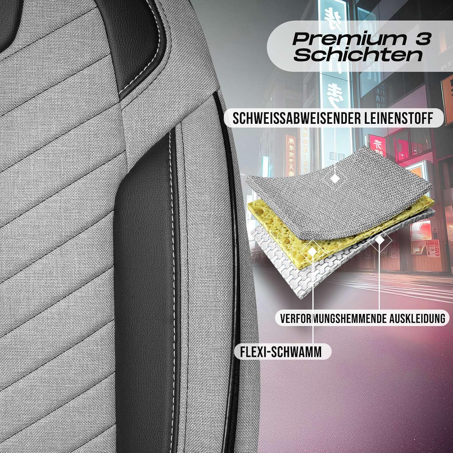 Munich Autositzbezüge für Renault Modus, Leinen