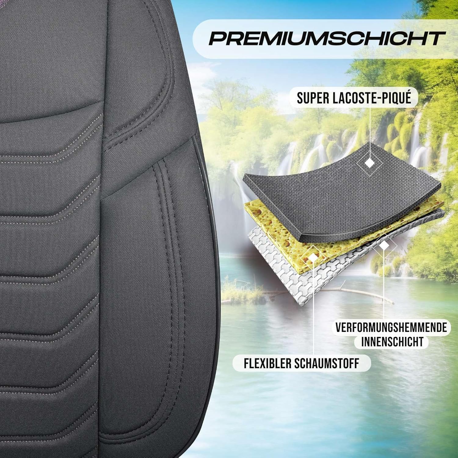 Lechfall Autositzbezüge für Mazda 5, Lacoste-Stoff
