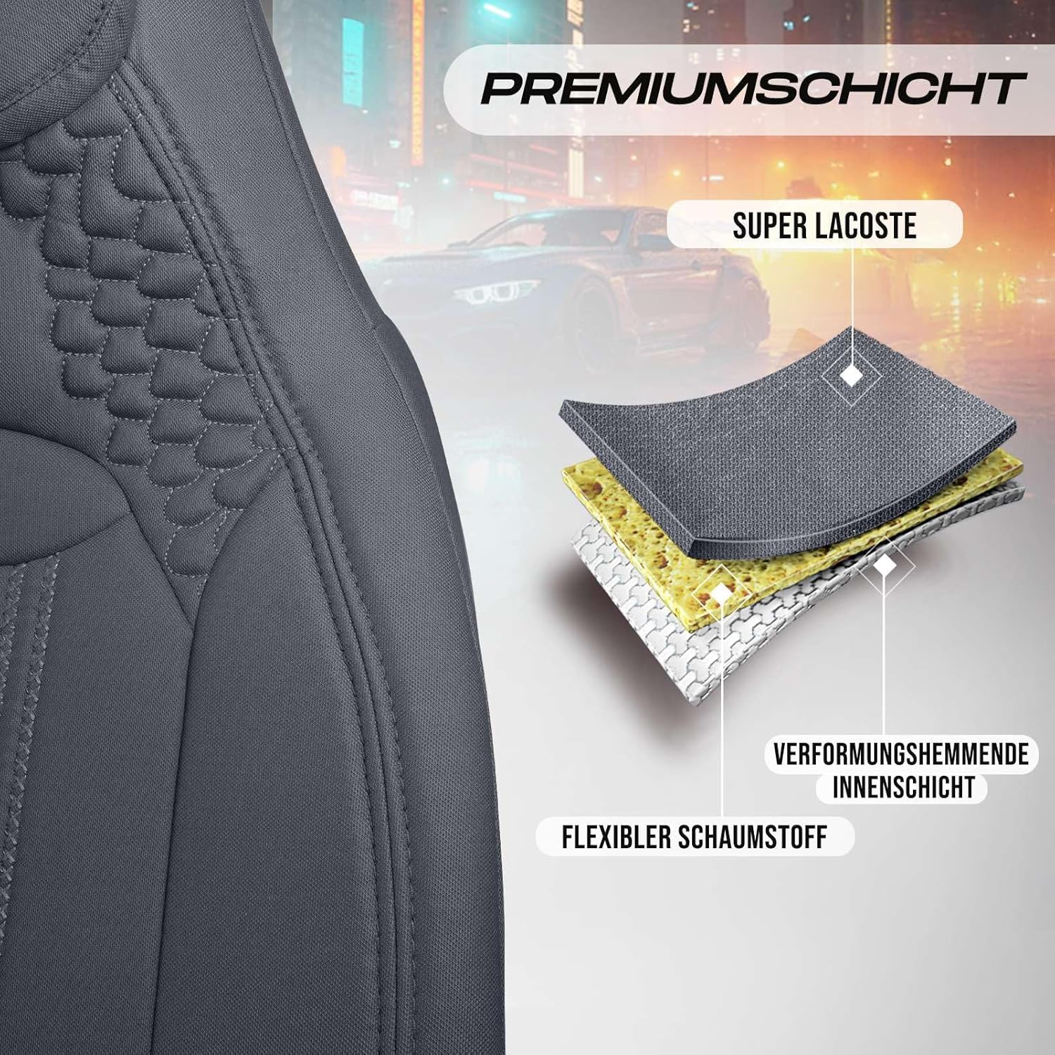 Hunter Autositzbezüge für Toyota Proace, Lacoste-Stoff