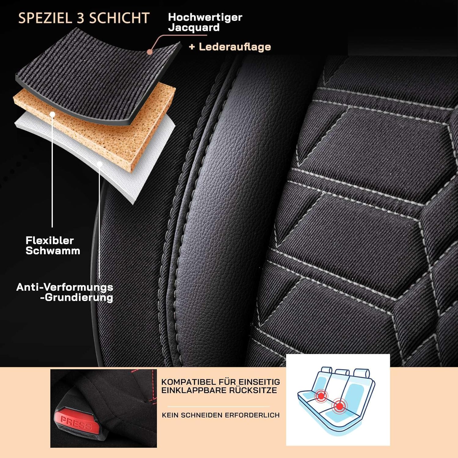 Venice Autositzbezüge für Volvo V90, Jacquard Sitzauflage