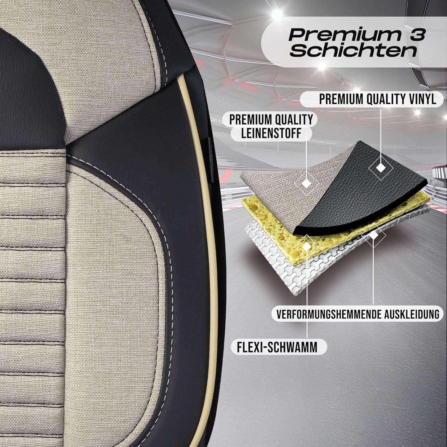 Enzo Autositzbezüge für Skoda Octavia, Leinen