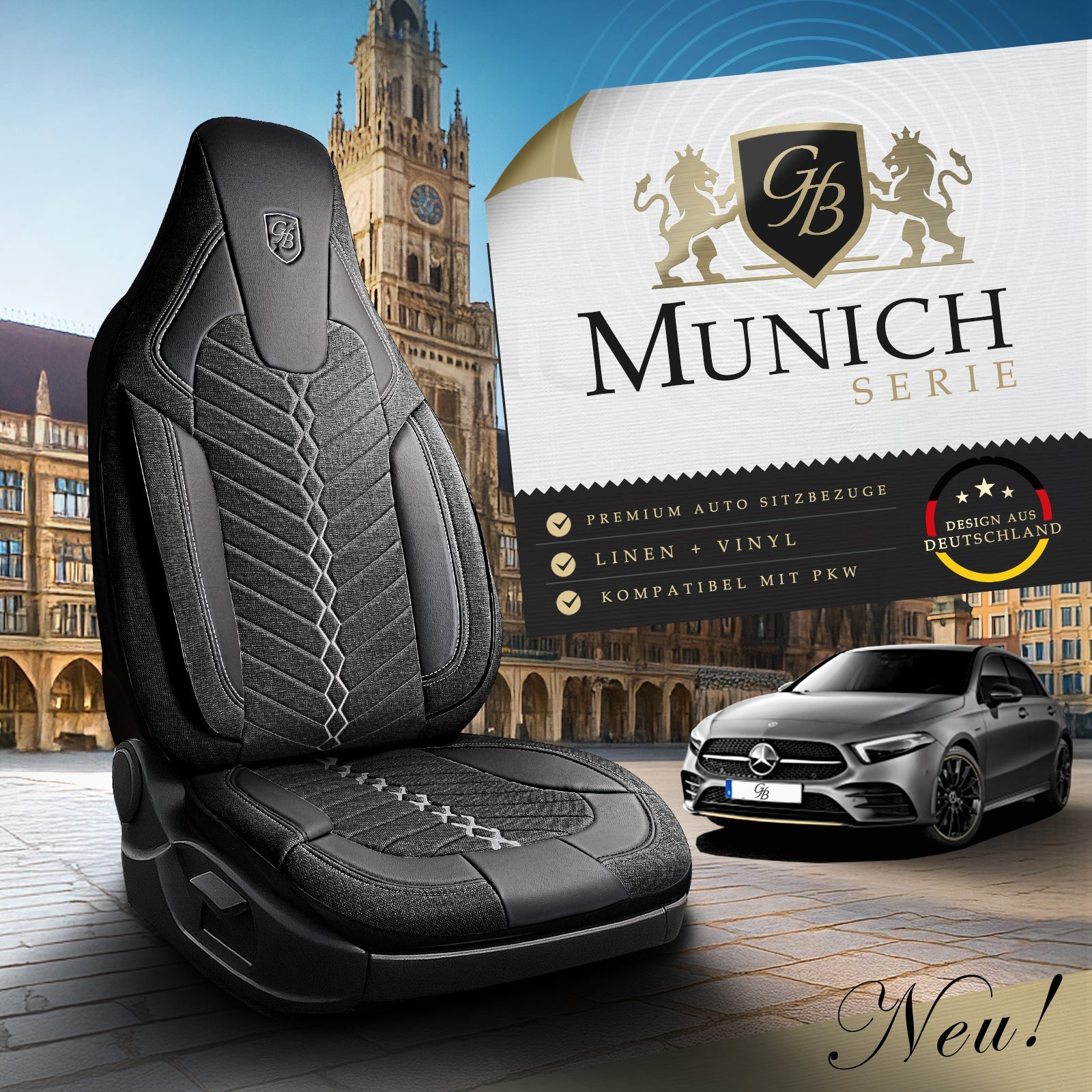 Munich Autositzbezüge für Ford C-Max, Leinen