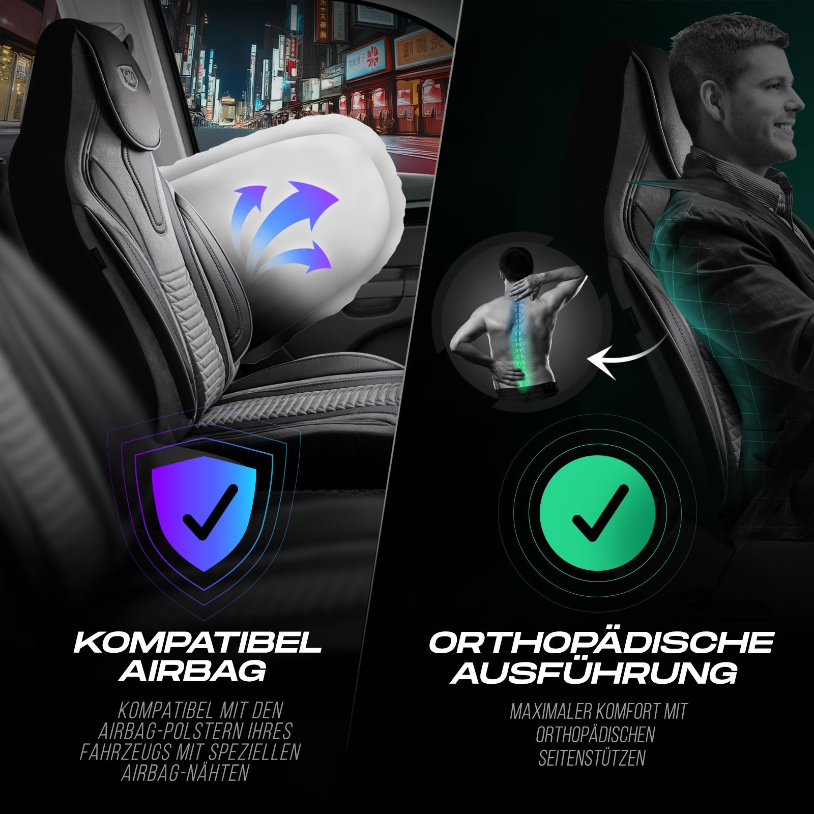 Tokyo Autositzbezüge für Jeep Grand Cherokee, Velours & Leder