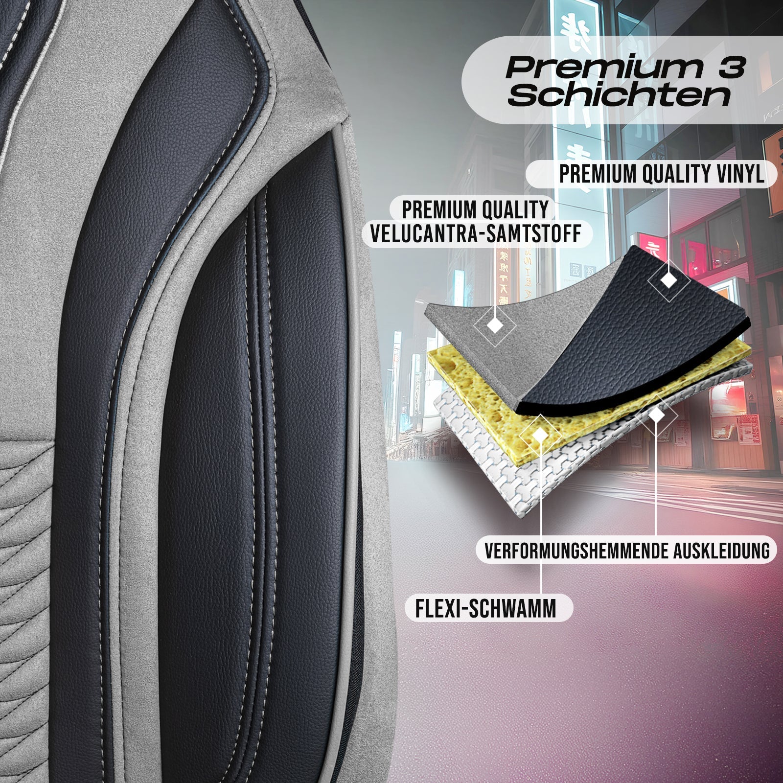 Tokyo Autositzbezüge für Suzuki Alto, Velours & Leder