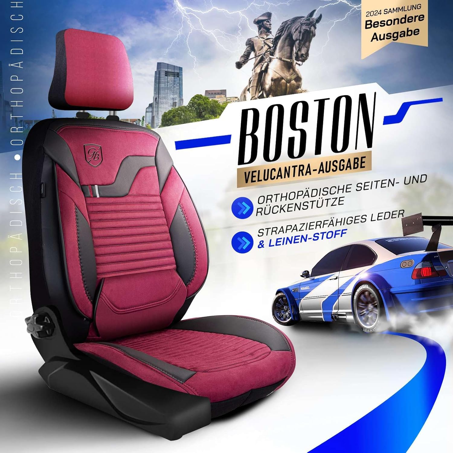 Boston Autositzbezüge für Fiat Fiorino, Velours