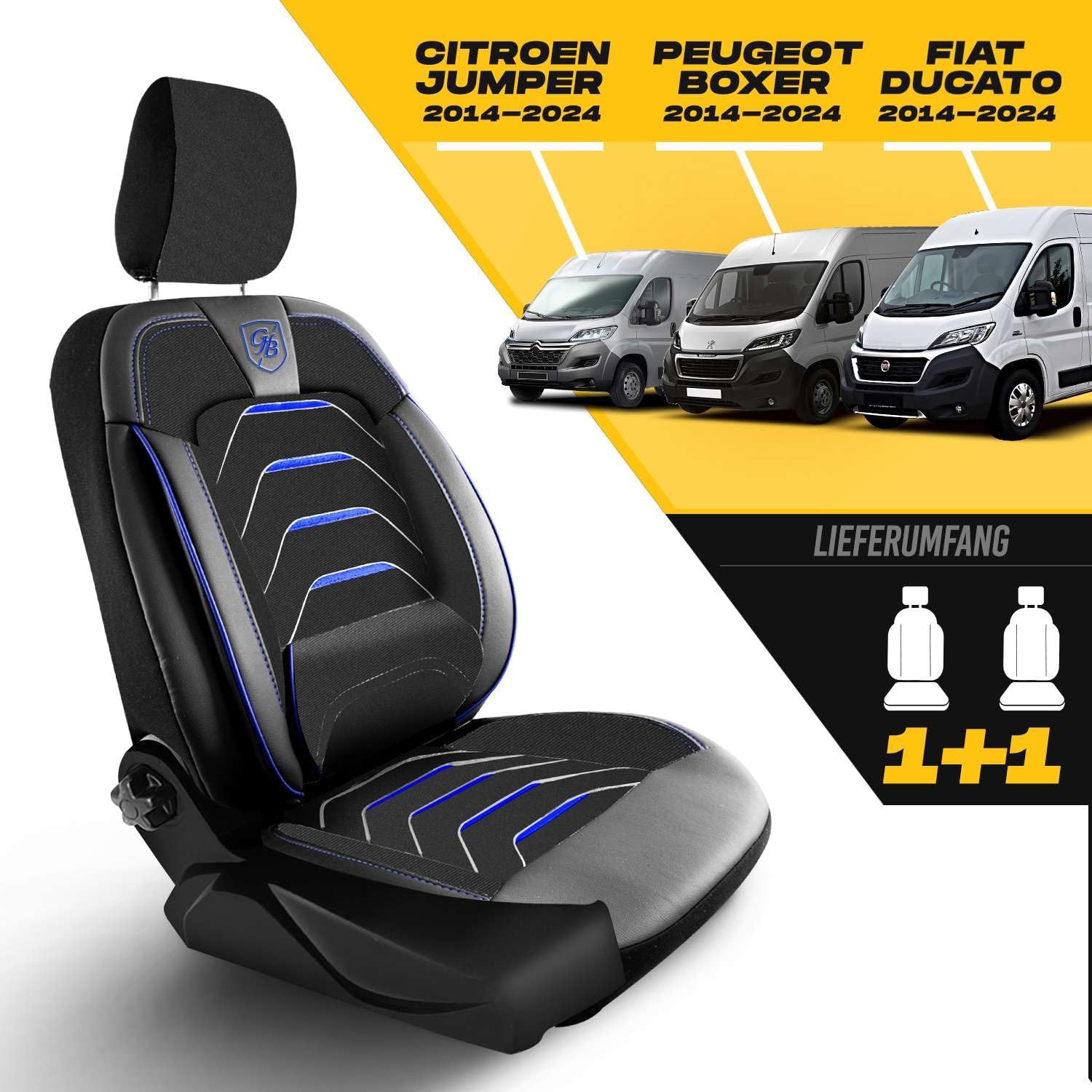 Autositzbezüge Universal 1+1 für FIAT Ducato (2014-2026), Leinen
