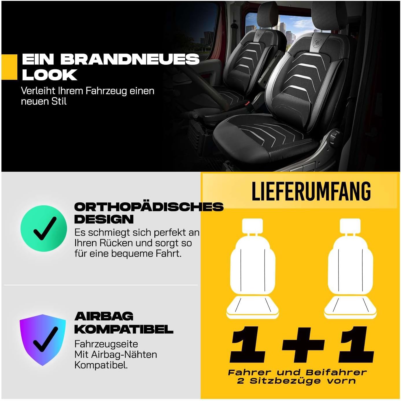Autositzbezüge Universal 2+1 für  OPEL Vivaro B (2014-2018), Leinen