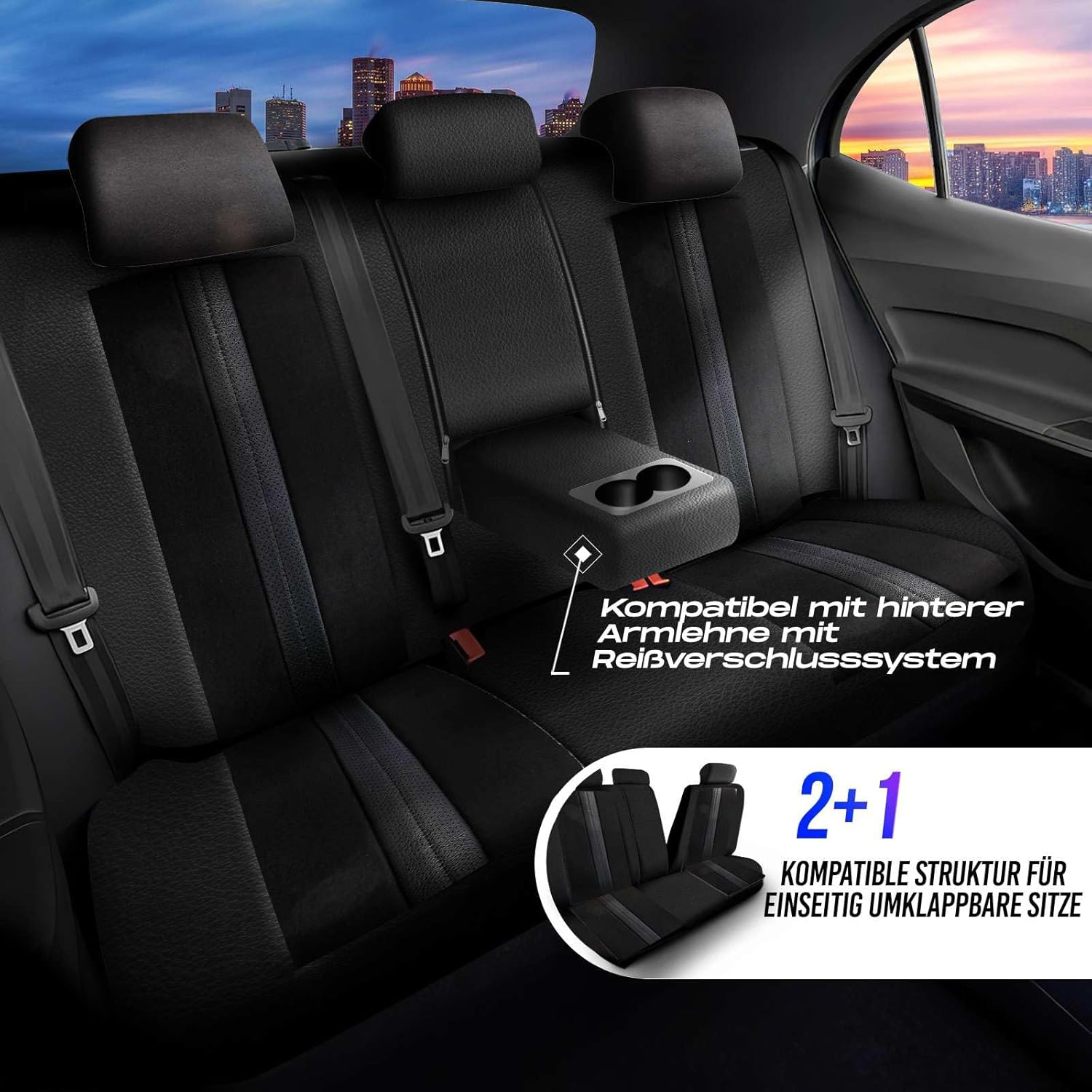 Lizbon Autositzbezüge für Seat Arona, Alcantara