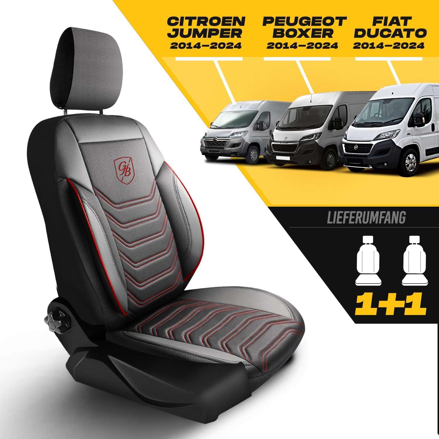 Autositzbezüge Universal 2+1 für Citroen Jumper (2014-2026), Piqué-Stoff