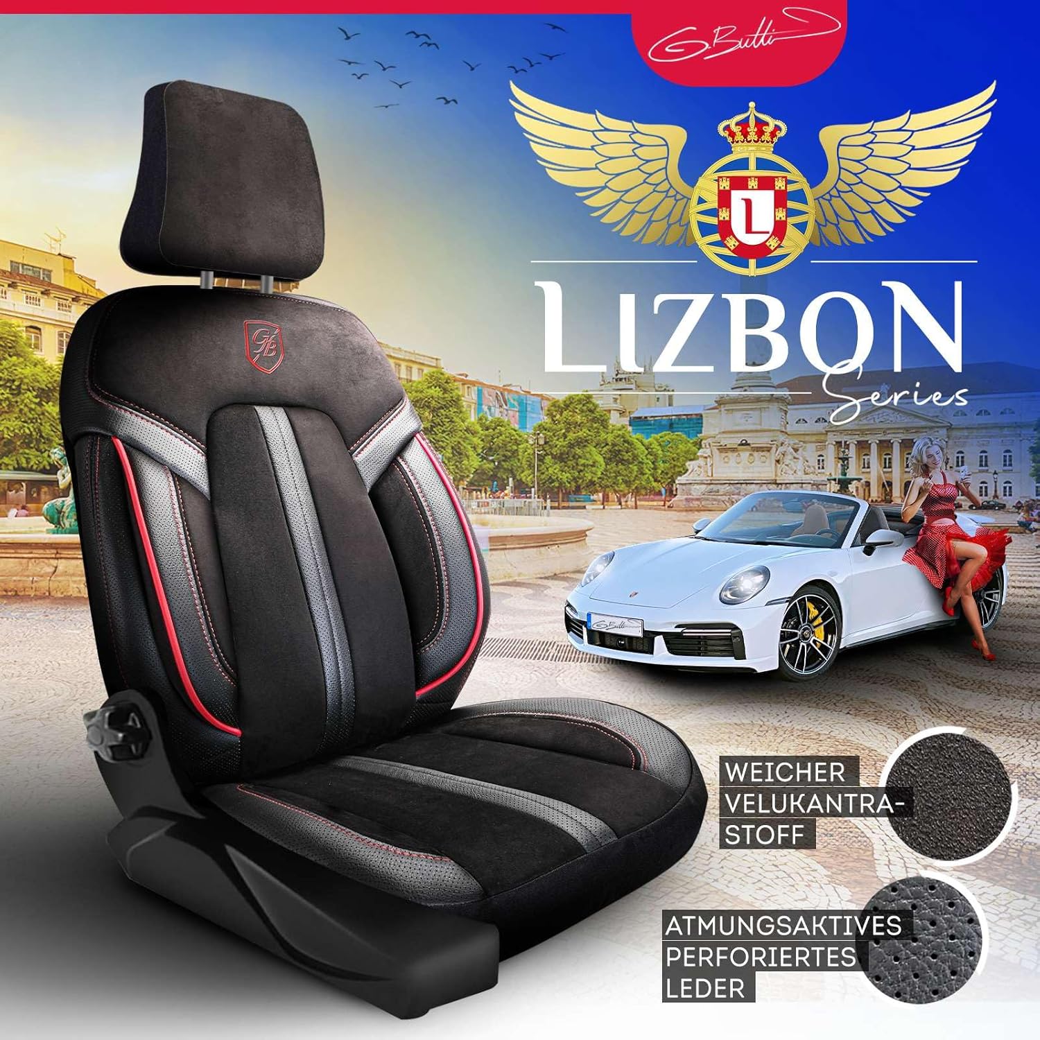 Lizbon Autositzbezüge für Hyundai Kona, Alcantara