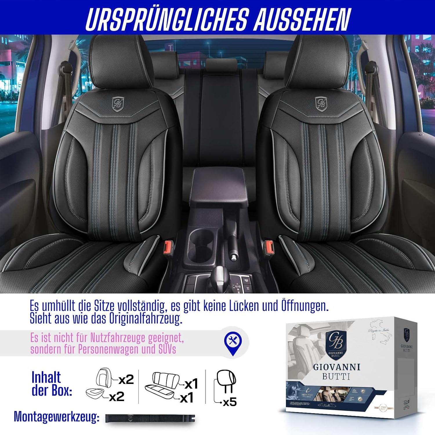 Miami Autositzbezüge für Mitsubishi Lancer, Leder