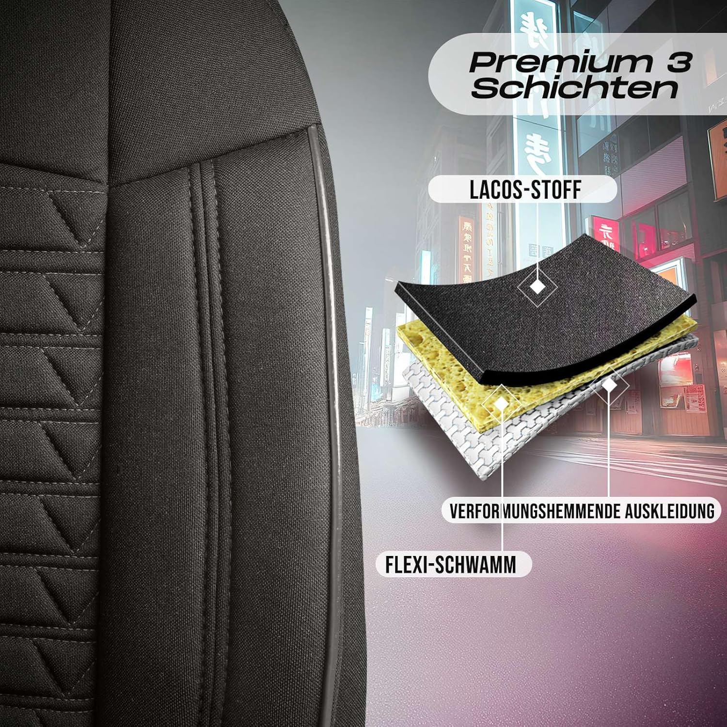 Polygon Autositzbezüge für Kia Sorento, Lacoste-Stoff
