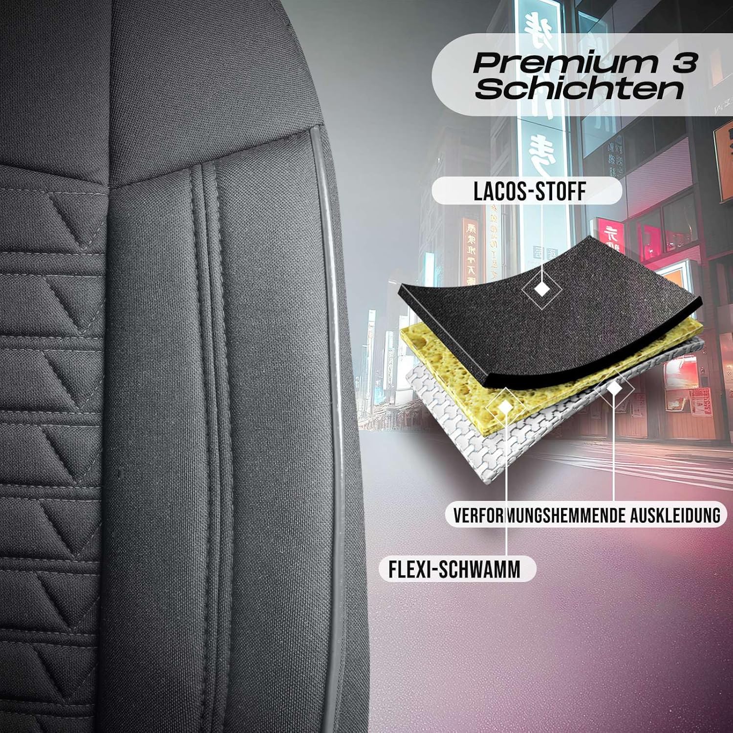 Polygon Autositzbezüge für Skoda Fabia, Lacoste-Stoff