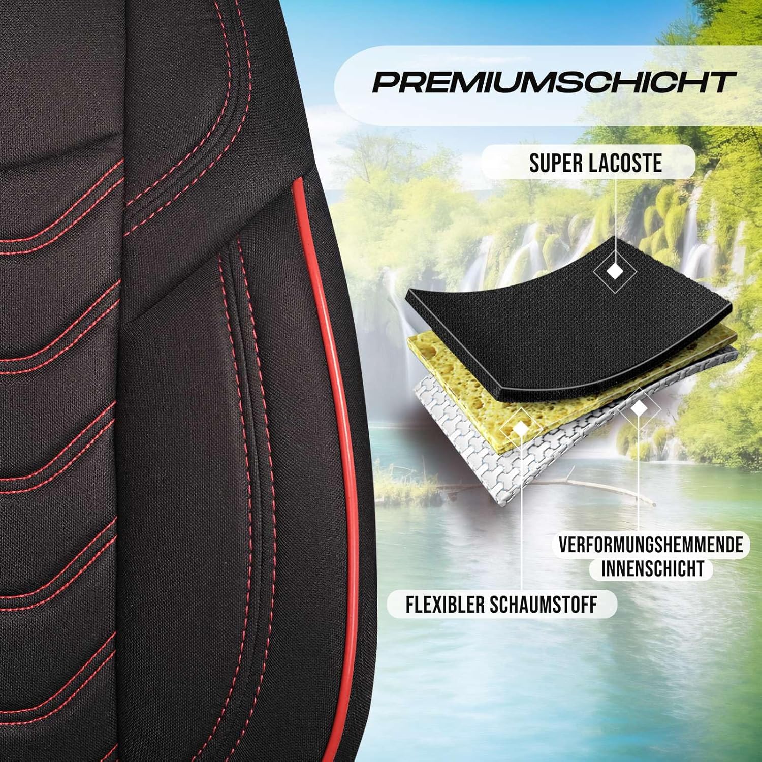 Lechfall Autositzbezüge für Land Rover Range Rover Sport, Lacoste-Stoff