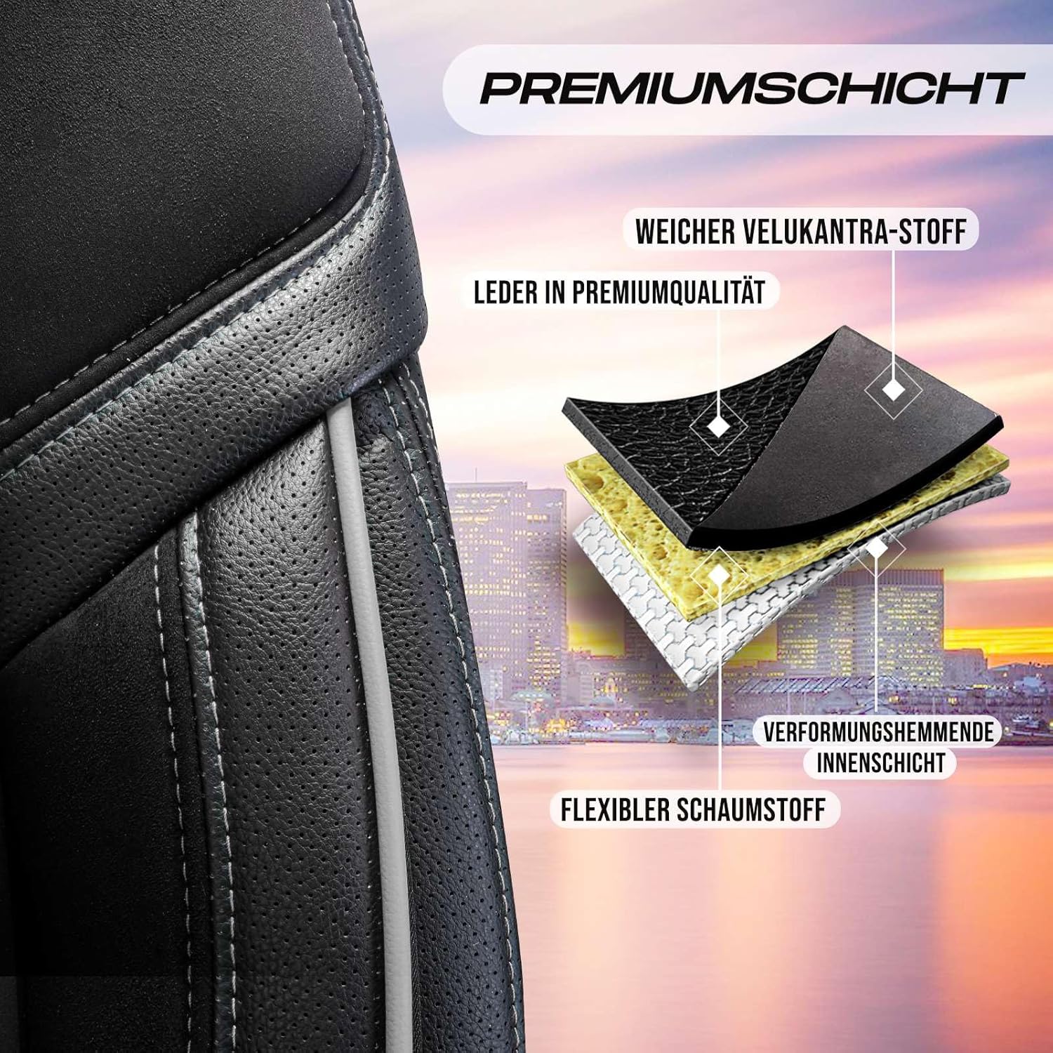 Lizbon Autositzbezüge für Toyota Yaris, Alcantara