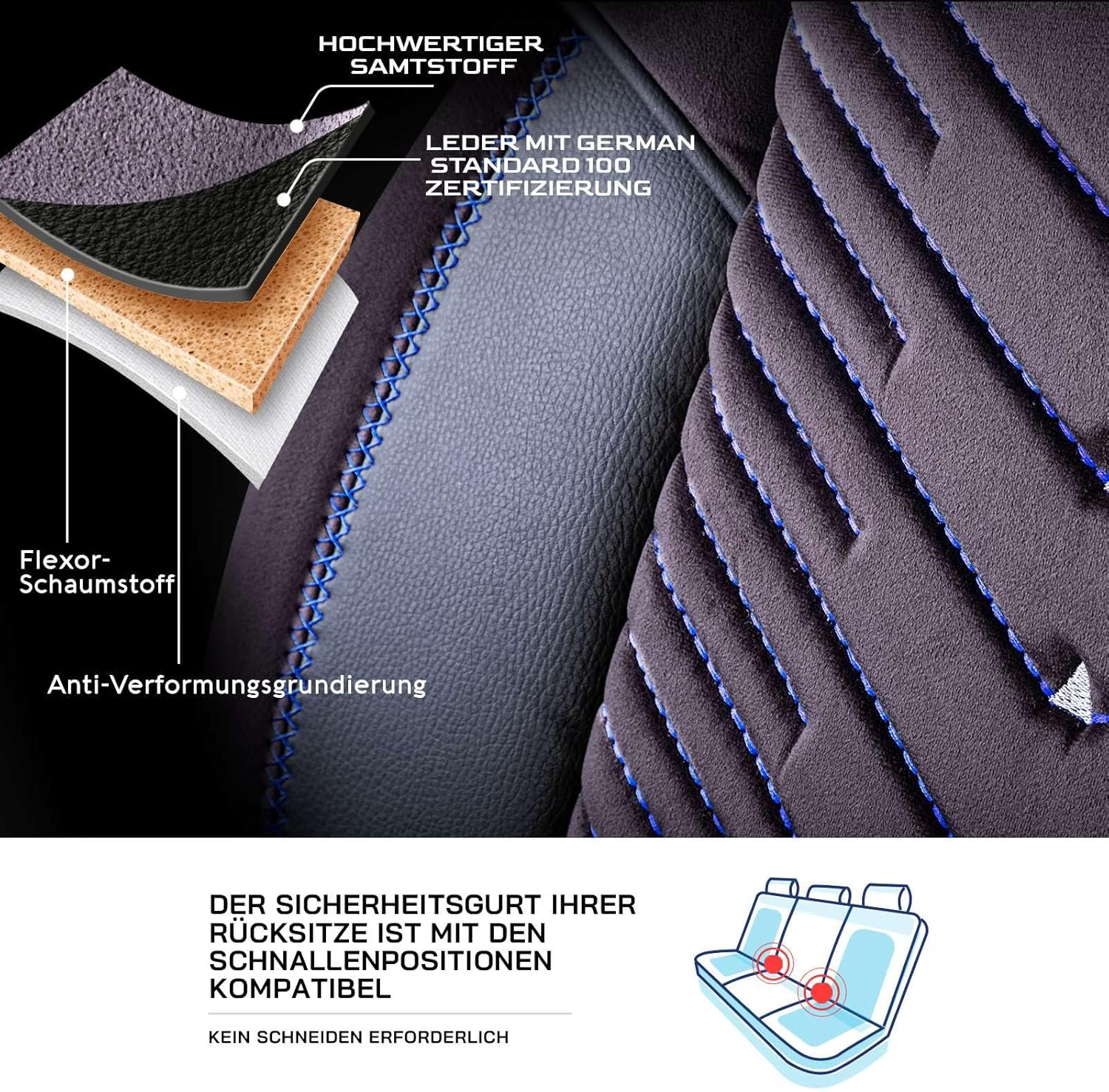 Dubai Autositzbezüge für Jaguar XE, Samt