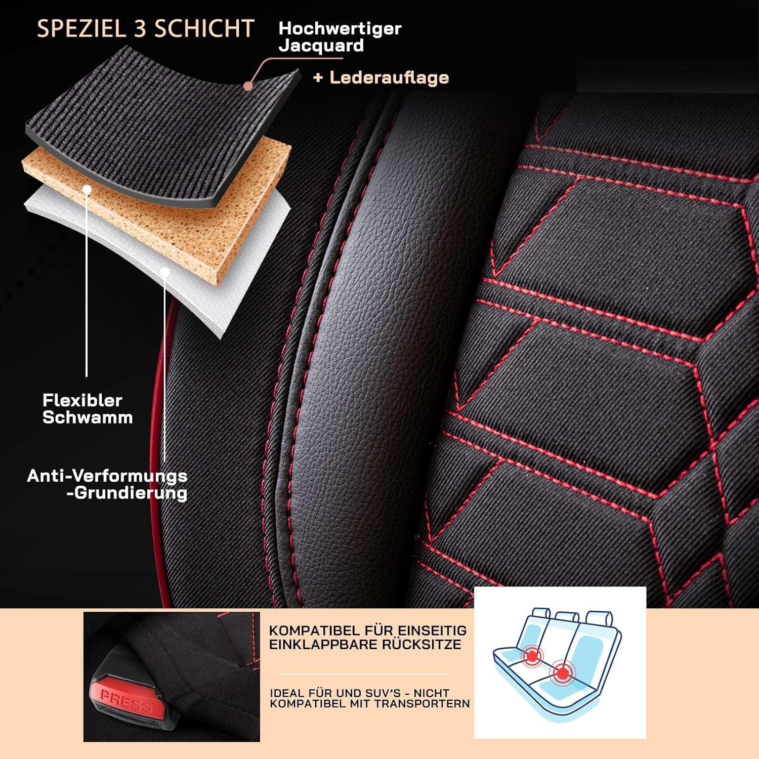Venice Autositzbezüge für Land Rover Discovery Sport, Jacquard Sitzauflage