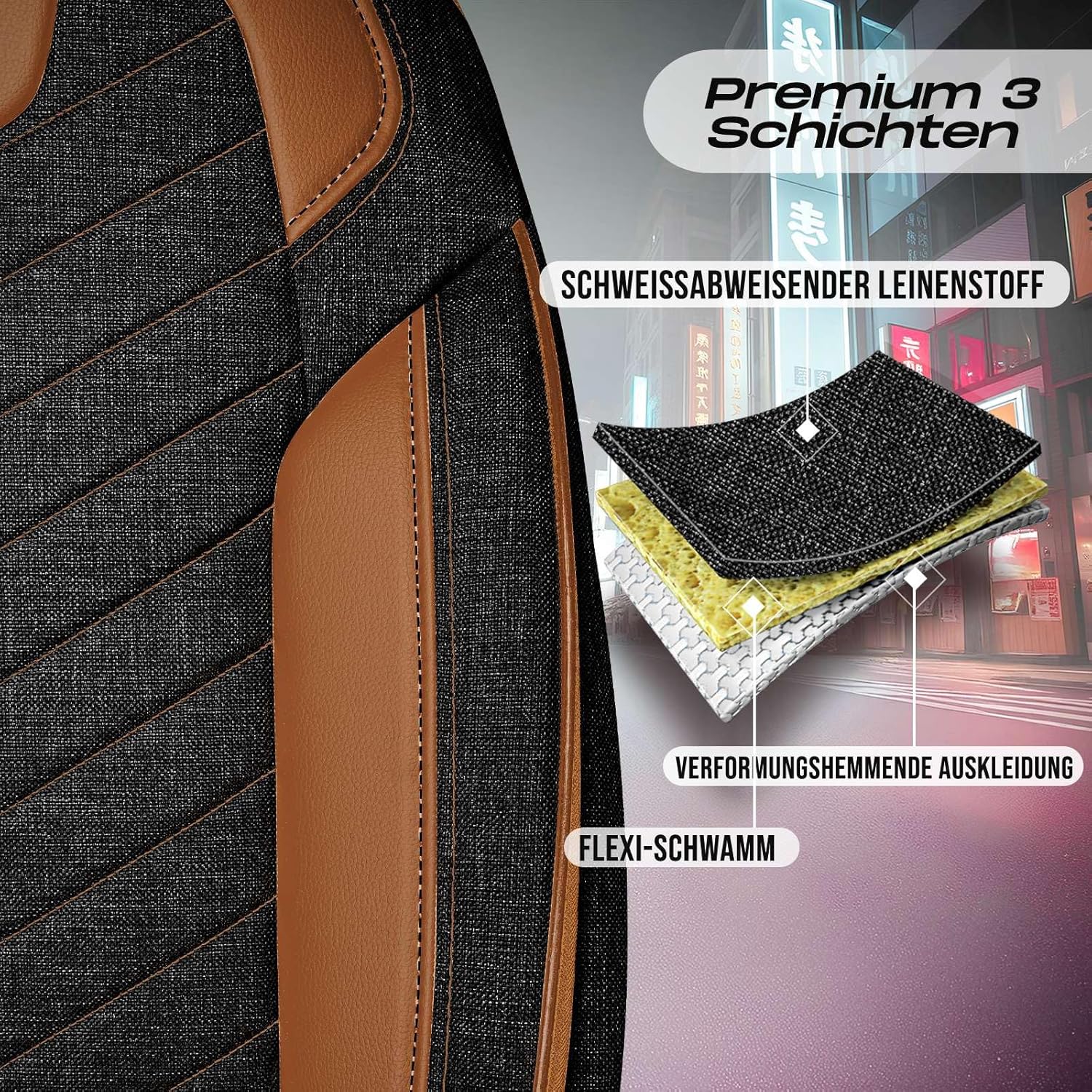 Munich Autositzbezüge für Chevrolet Cruze, Leinen