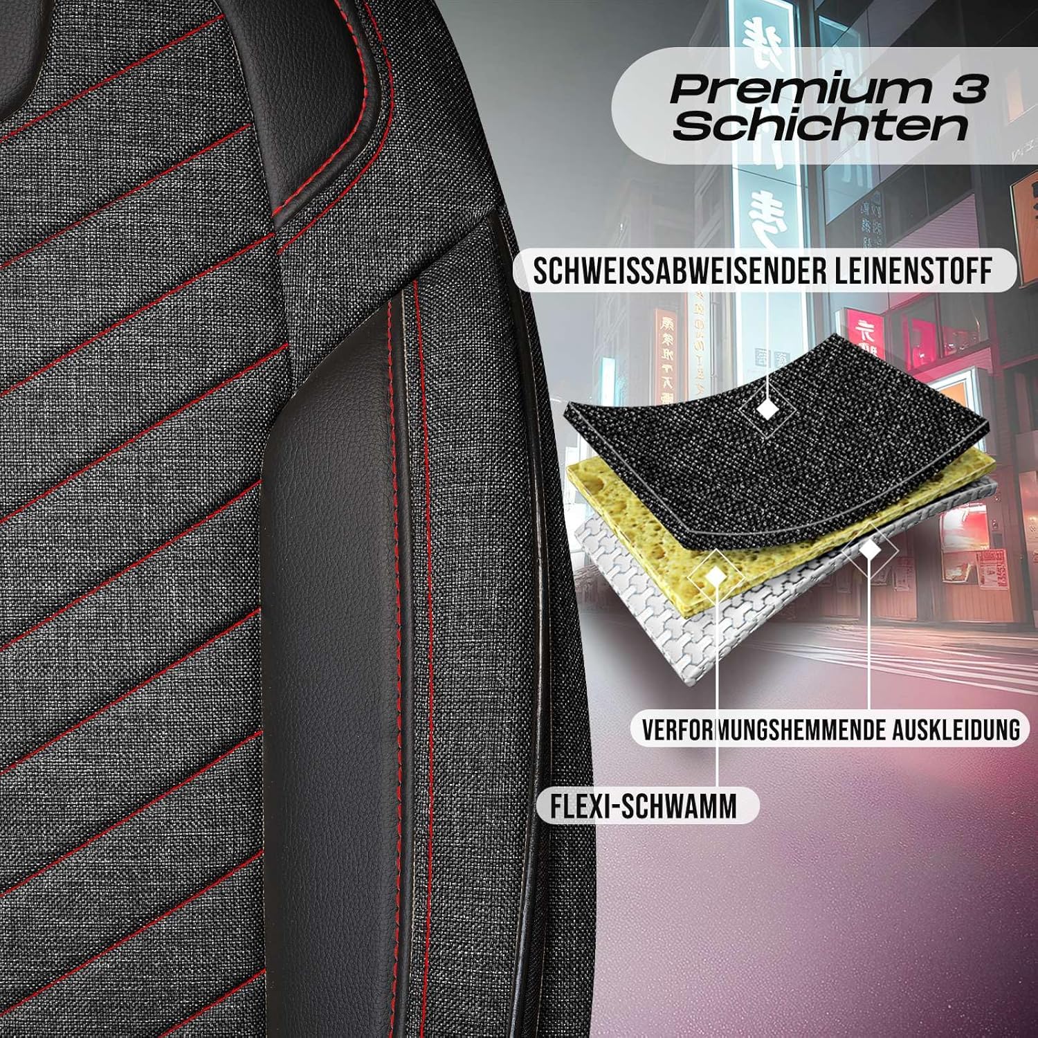 Munich Autositzbezüge für Hyundai Ioniq, Leinen