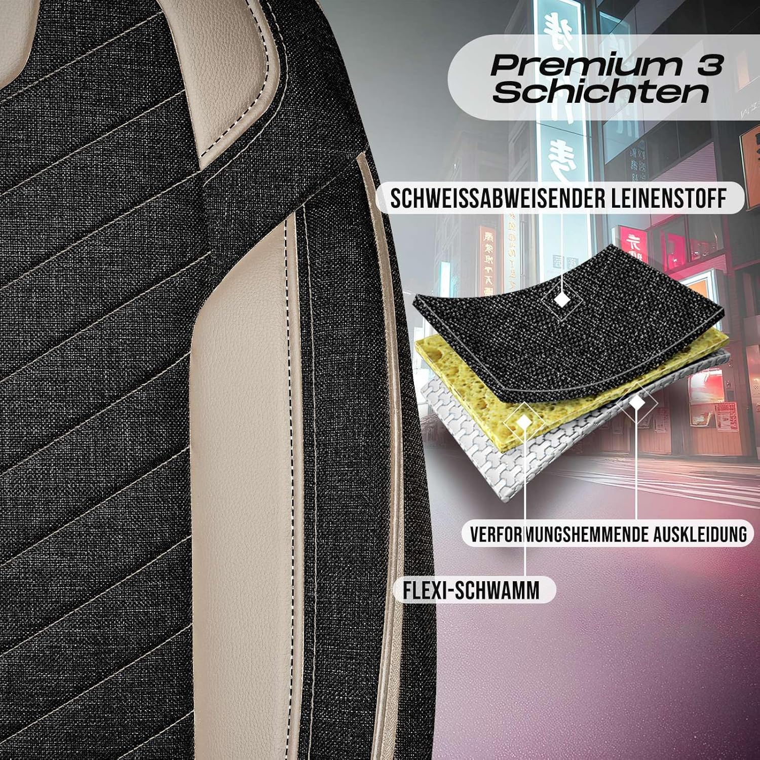 Munich Autositzbezüge für Ssang Yong Korando, Leinen